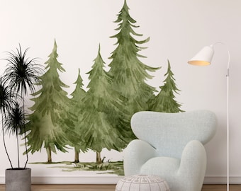 tree wall decal for nursery room forest wall decal for kids room pine tree wall decal peel and stick