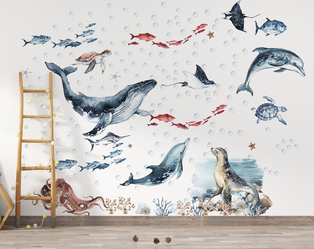 Ocean Animals Wall Decal Nursery, Ocean Wall Decal, Sea Animals Wall