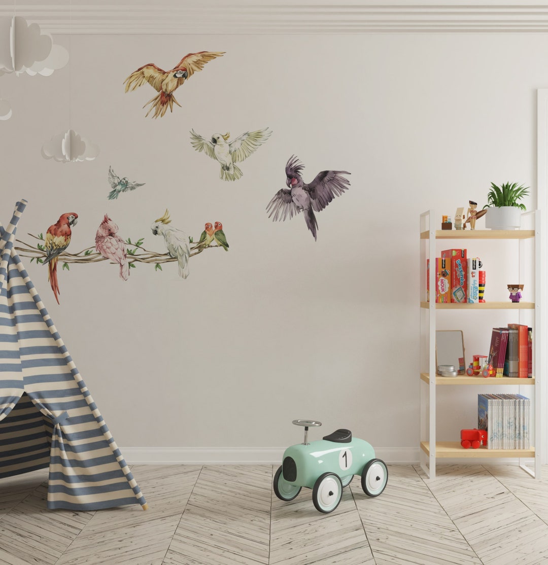 Safari Wall Decals, Parrot Wall Decals, Jungle Wall Decals, Jungle Wall ...