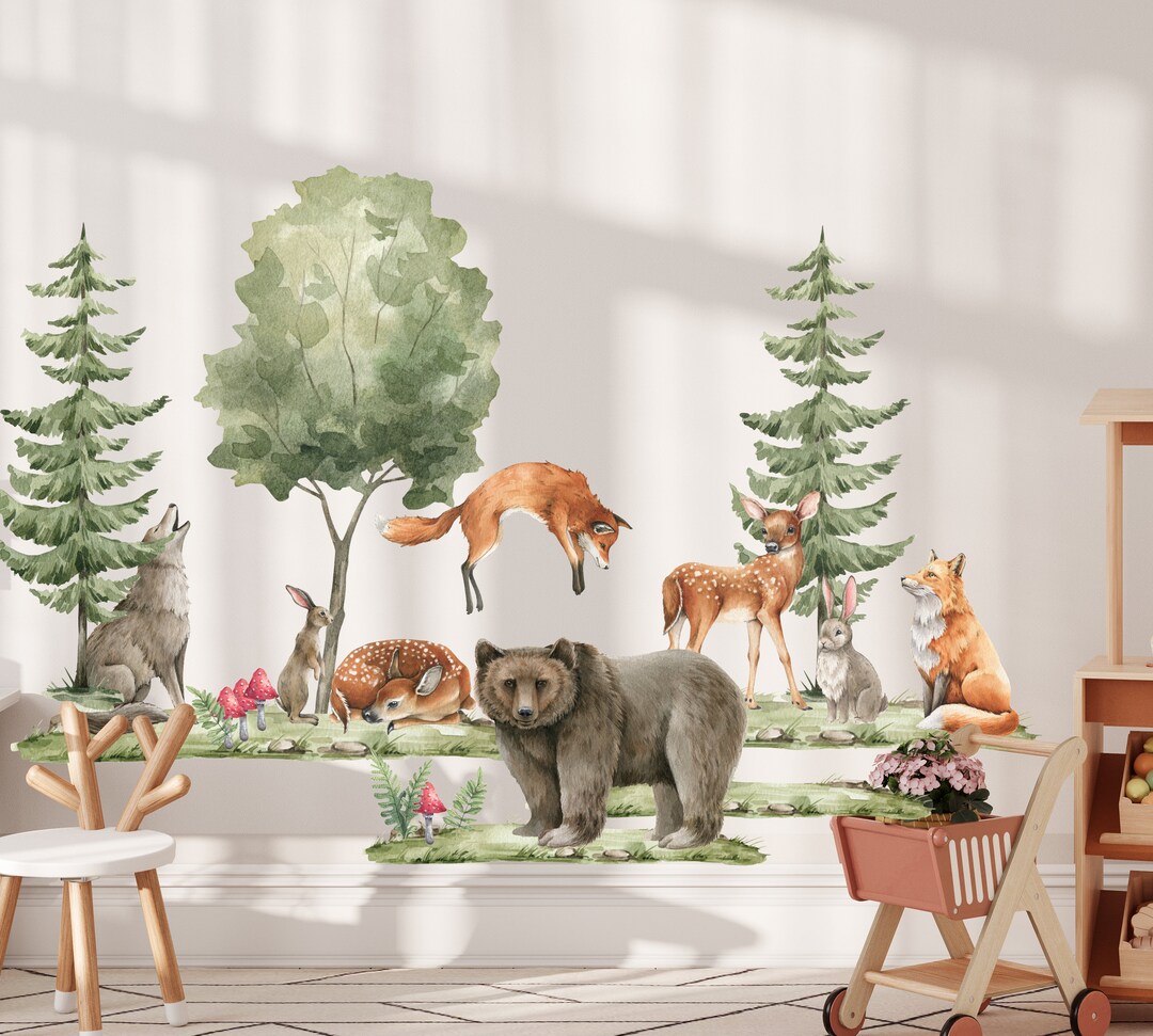 Woodland Nursery Wall Decals, Forest Animals Wall Decals, Forest Wall ...