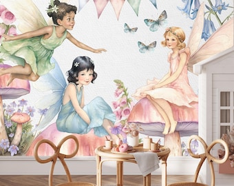Fairy Garden Wallpaper, Whimsical Girl Room Decor