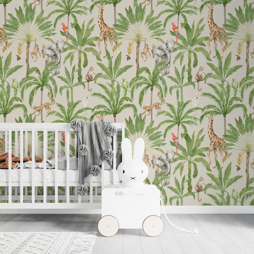 Jungle Wallpaper Peel and Stick, Safari Wallpaper, Nursery Wallpaper