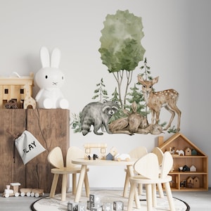 Woodland Nursery Wall Decals, Forest Animals Decal, Peel and Stick, Nursery Wall Decor, Tree Decals,
