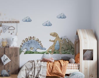 Adesivi murali di dinosauri ad acquerello, decorazioni per la cameretta dei bambini a tema Jurassic World