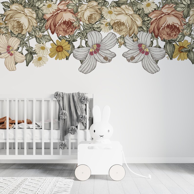 Flower Wall Decal Floral Wall Decal Flower Wall Decals Etsy