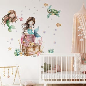 mermaid wall decal, ocean wall decals, mermaid wall stickers, nursery wall stickers