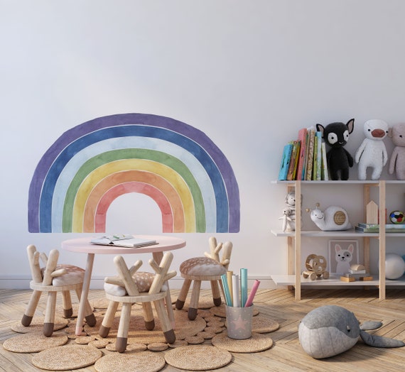 Neukids FABRIC - Sticker Mural Géant - Arc-en-ciel - 240 X 140 Cm - Motif Arc-en-ciel Pastel - À Pois - Pour Chambre à Coucher, Salon, Chambre D' Enfant, Chambre De Bébé, Couloir