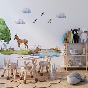 horse wall decal, farm animal decals, farm wall decal, baby horse decals nursery, farm animal wall stickers, wall decal horse, farm animal