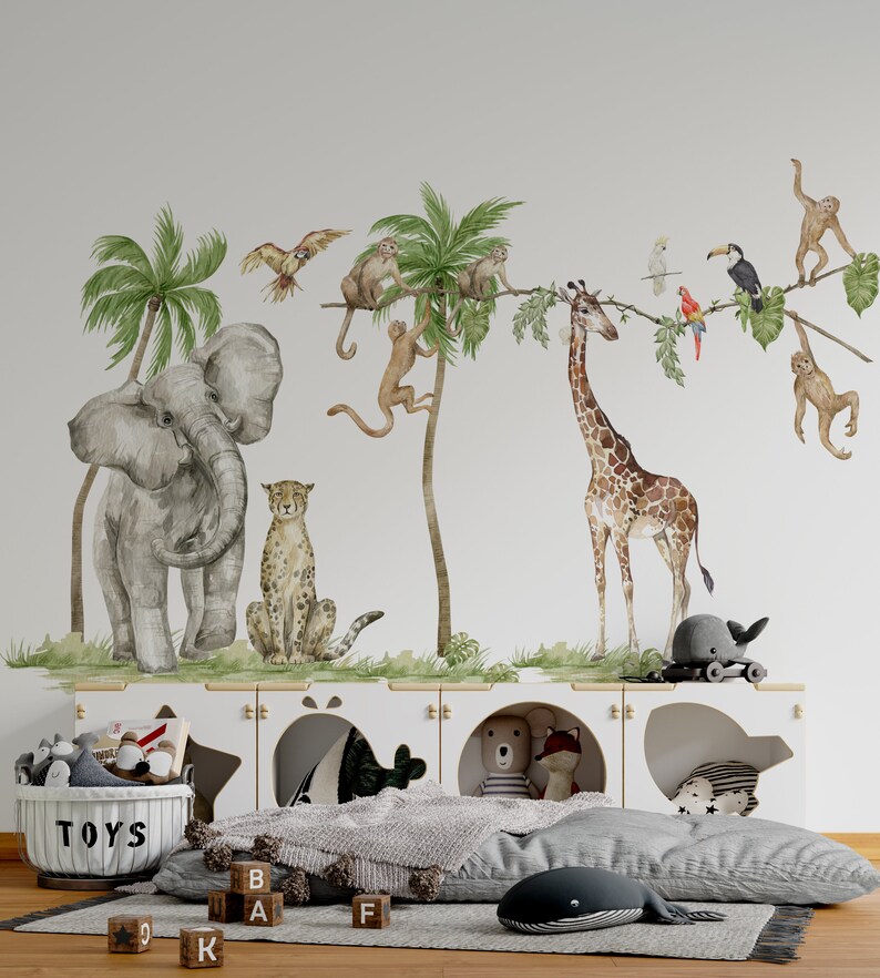 Safari Nursery Decor Safari Wall Decal Big Set Savanna Wall Etsy