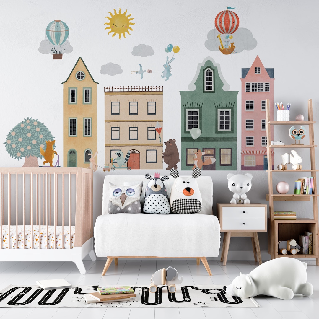 Animals Wall Decals, Nursery Wall Decals, House Wall Decals, City Wall