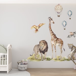 safari wall stickers, safari wall decal, jungle wall decal, safari nursery decor, giraffe wall decal, zebra stickers, image 7