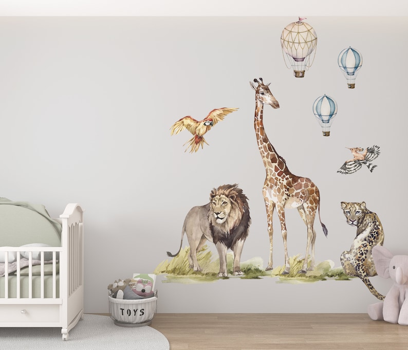 safari wall stickers, safari wall decal, jungle wall decal, safari nursery decor, giraffe wall decal, zebra stickers, image 7