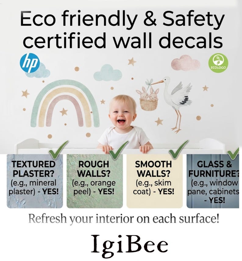 Description for peel and stick ocean wall decals from IgiBee Shop, information for kids room under the sea wall stickers
