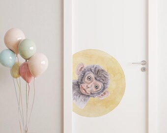 Wandtattoo „Safari-Affe“, Kinderzimmerdeko, selbstklebend