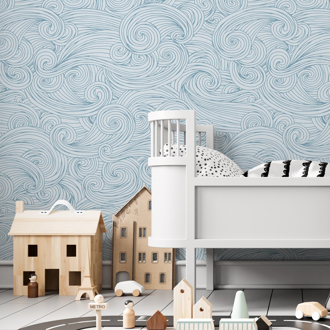 Wave Wallpaper Ocean Wallpaper Kids Room Wallpaper Nursery - Etsy