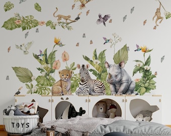 safari nursery decor, safari wall stickers, safari wall decal, jungle wall stickers, safari nursery decals