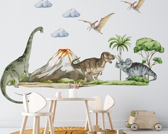 dinosaur wall decals, t rex wall stickers, giant dinosaur wall decal, dino wall sticker