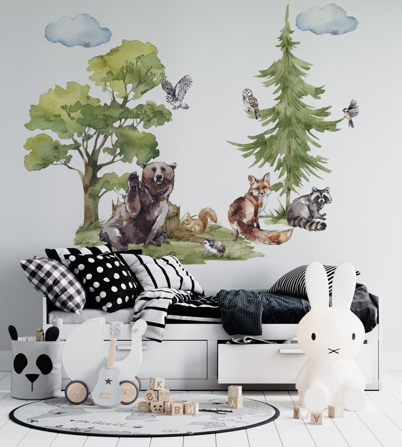 Forest Animals Wall Decal for Kids Room Woodland Wall Decal - Etsy