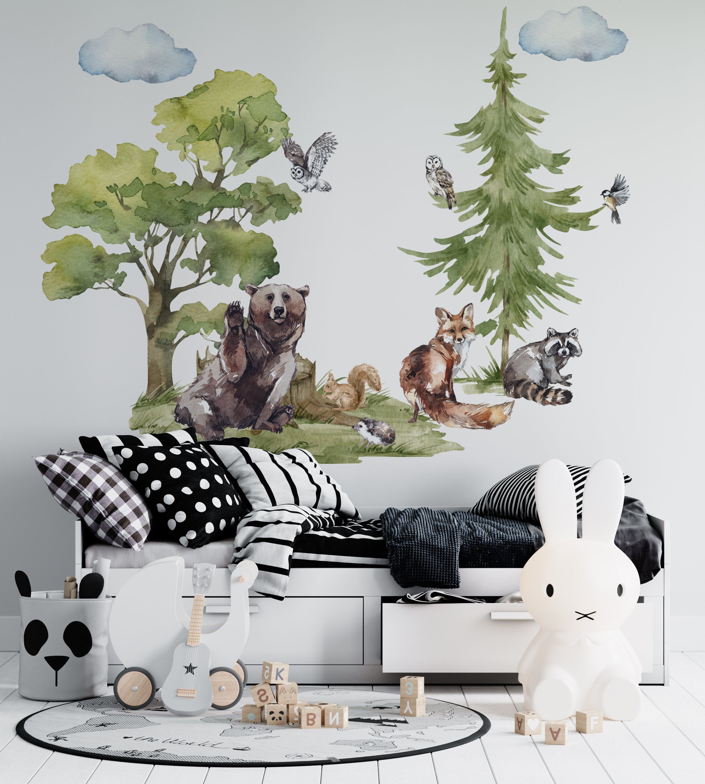 Forest Animals Wall Decal for Kids Room Woodland Wall Decal - Etsy