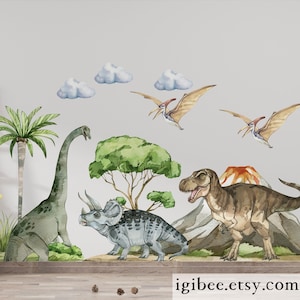 dinosaur wall decal, dinosaur wall stickers, jurassic in boy room, dinosaur stickers, dinosaur wall art, kids wall sticker, boy room decal