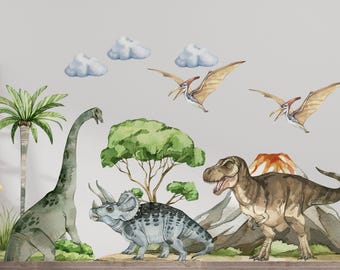 dinosaur wall decal, dinosaur wall stickers, jurassic in boy room, dinosaur stickers, dinosaur wall art, kids wall sticker, boy room decal