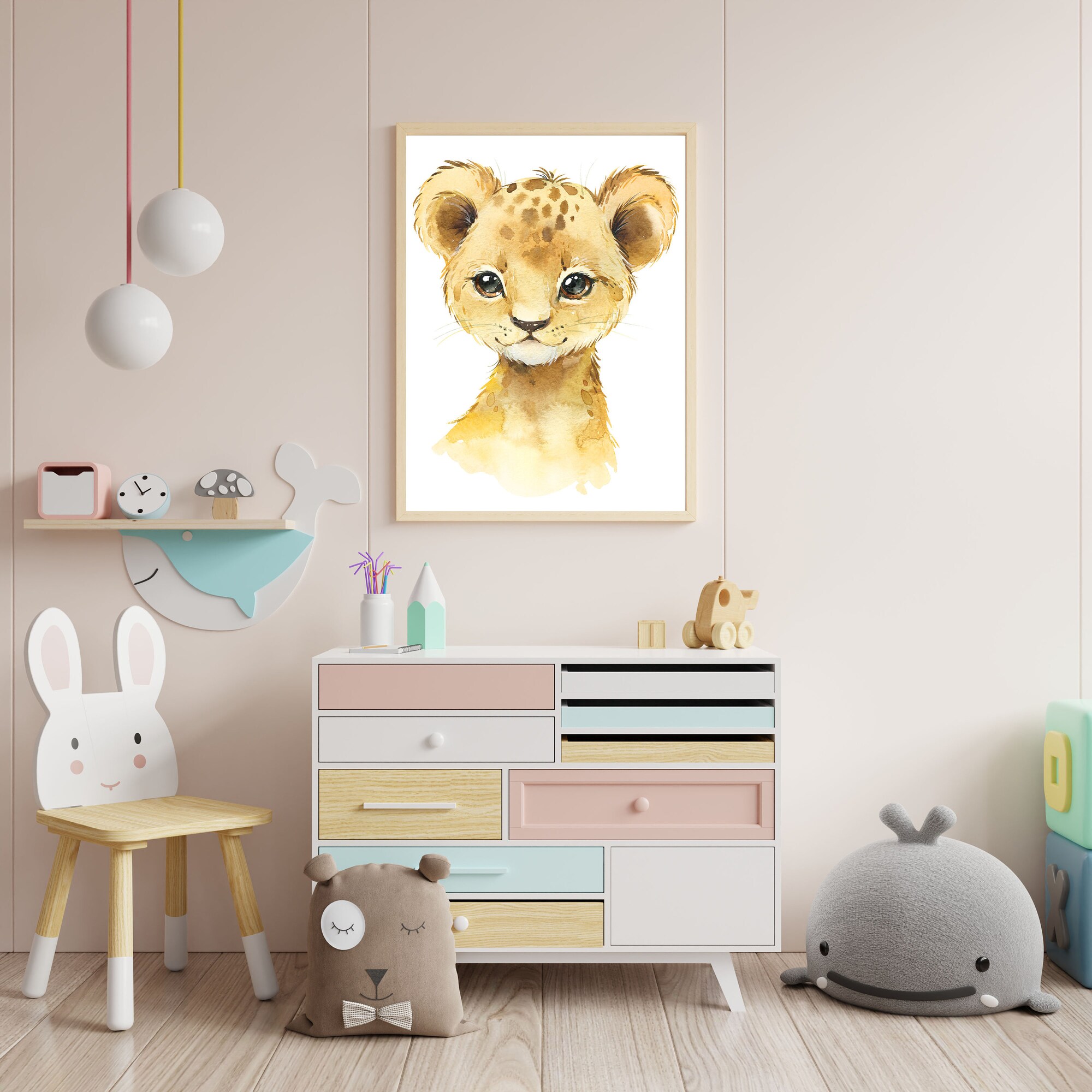 Lion SAFARI poster, forest nursery animals poster