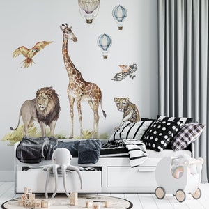 safari wall stickers, safari wall decal, jungle wall decal, safari nursery decor, giraffe wall decal, zebra stickers, image 4