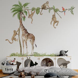 safari nursery decor, Safari Wall Decal Big Set, savanna Wall decal for kids, safari nursery decor, giraffe wall decal, zebra stickers, image 1