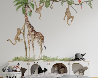 safari nursery decor, Safari Wall Decal Big Set, savanna Wall decal for kids, safari nursery decor, giraffe wall decal, zebra stickers,