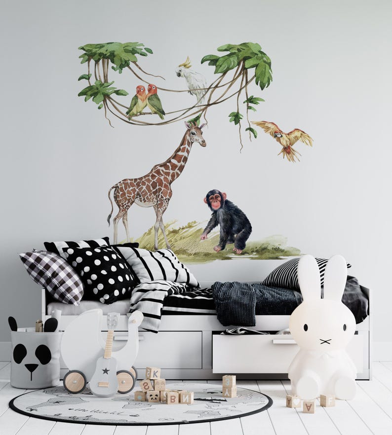 safari nursery decor, safari wall stickers, safari wall decal, safari decal, jungle wall stickers, wall decal kids, giraffe wall decal image 7
