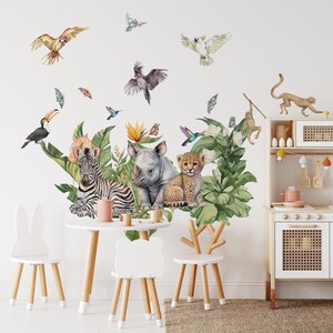 calcomanías de la selva para guardería, pegatinas de la selva, calcomanías de pared para guardería, calcomanías para habitación infantil, calcomanía de mariposa, calcomanía de pájaros tropicales, imagen 10