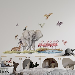 safari nursery decor, Safari Wall Decal Big Set, savanna Wall decal for kids, safari nursery decor, giraffe wall decal, zebra stickers, image 6