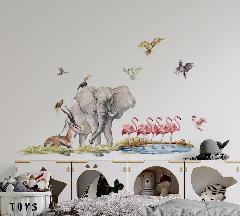 safari nursery decor, Safari Wall Decal Big Set, savanna Wall decal for kids, safari nursery decor, giraffe wall decal, zebra stickers, image 6