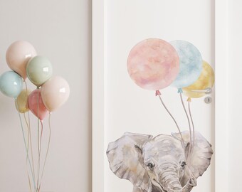 Elefanten-Wandtattoo fürs Kinderzimmer, Safari-Ballon-Deko, selbstklebend