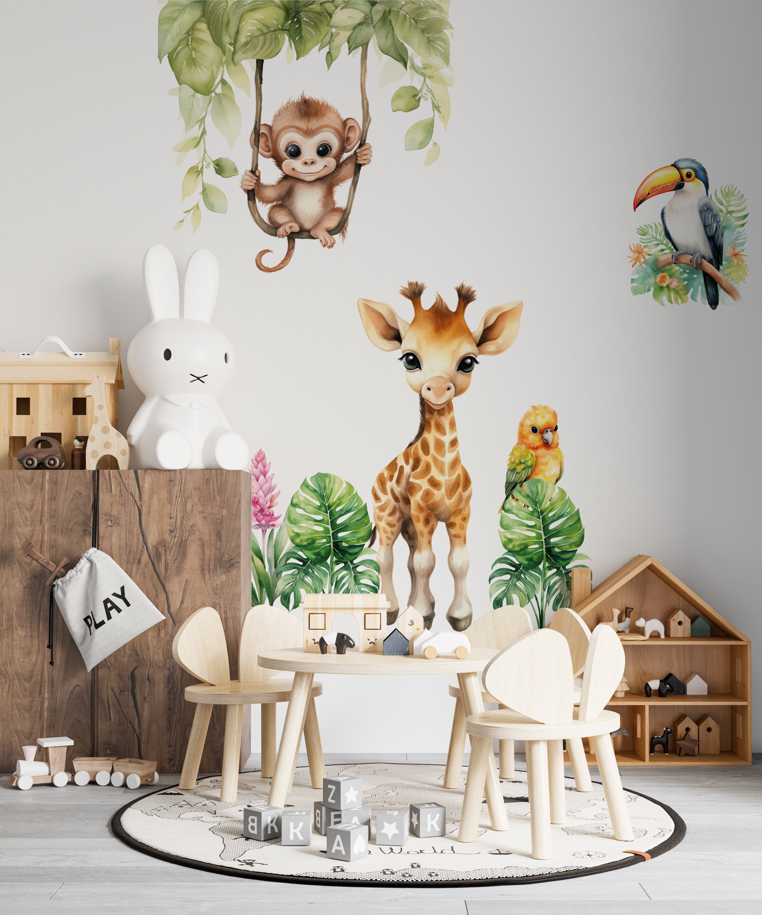 SHUCHING Jungle Animal Wall Decals - Peel And Stick Vinyl Stickers For Kids Room, Nursery, Classroom