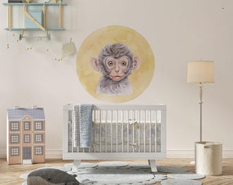 Wandtattoo Affen aus Holz, Safari Dekor für´s Kinderzimmer