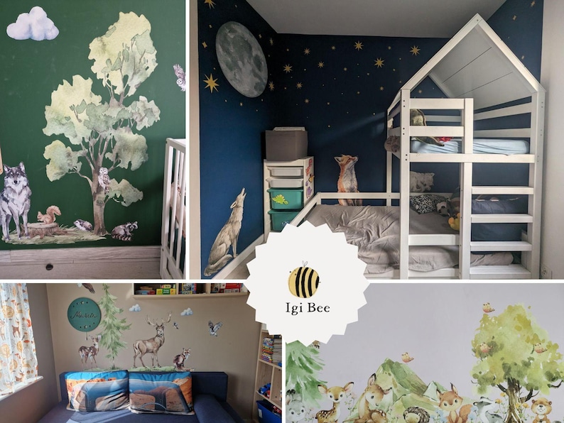 woodland nursery wall decals, forest nursery decal, animals wall decals, cute forest animals, forest wall decals, nursery decal, image 10