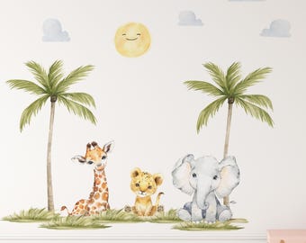 safari nursery decor, safari wall decal, nursery wall decals, peel and stick wall decals nursery room decor