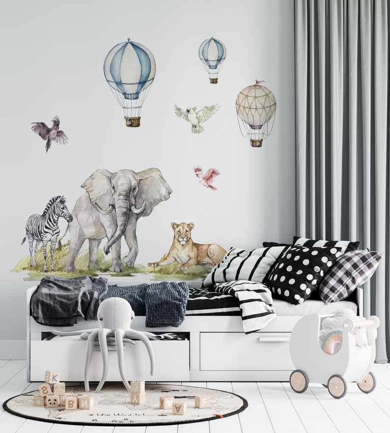 safari wall stickers, safari wall decal, jungle wall decal, safari nursery decor, giraffe wall decal, zebra stickers, image 5