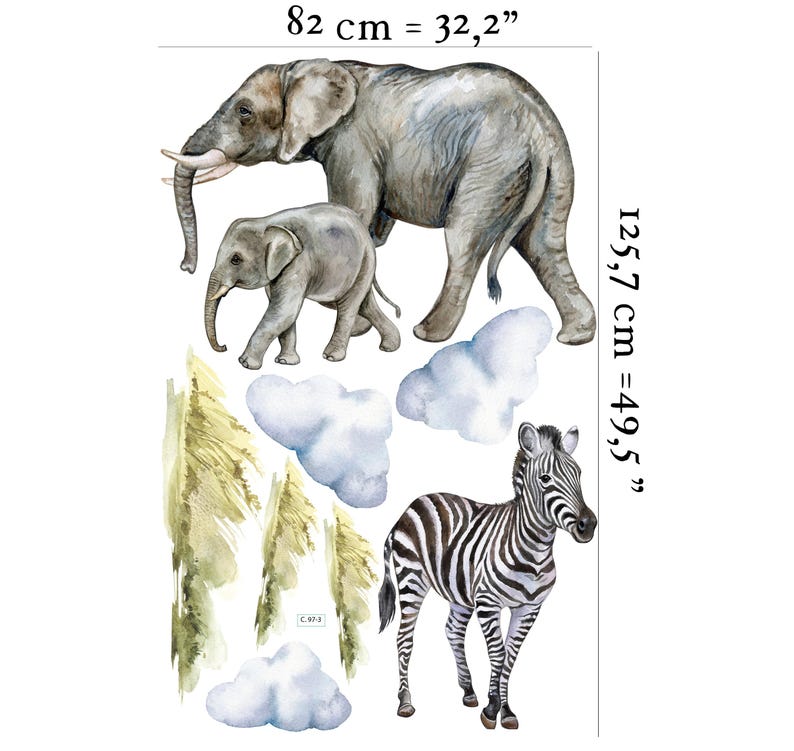Safari Wall Decal Big Set, savanna Wall decal for kids, safari nursery decor, giraffe wall decal, zebra stickers, tiger sticker lion sticker image 5