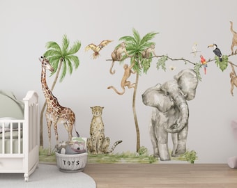 Safari wall decals for kids room, animals wall stickers, nursery wall decals, safari theme wall decals, animals wall stickers