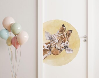 Giraffe Safari Wall Decal, Nursery Decor, Peel and Stick