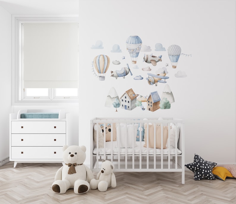 Train Wall Decal Nursery Wall Decal City Wall Decals Clouds Etsy