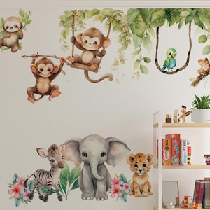 safari nursery decal, safari wall stickers, kids room wall decorations,