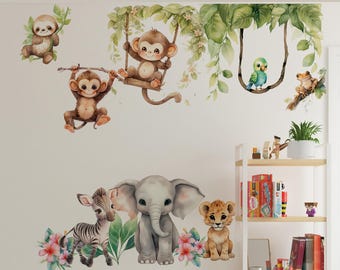 safari nursery decal, safari wall stickers, kids room wall decorations,