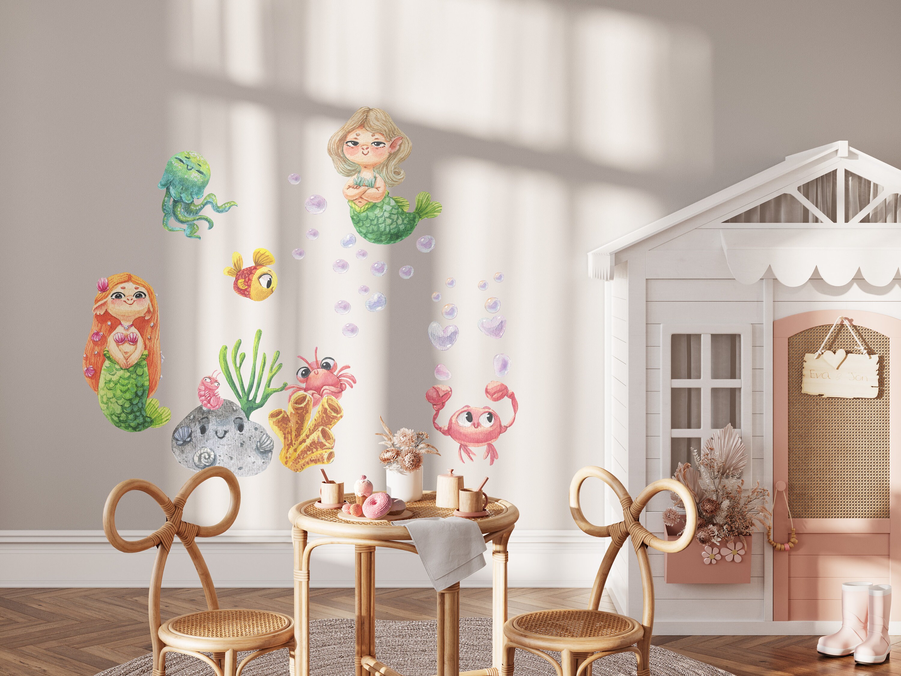 Mermaid Wall Decal, Sea Wall Decal, Nursery Wall Decal Sea World ...