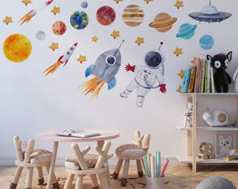 space wall decal for nursery room, Space Wall Decal, space theme nursery wall decals, space wall stickers Nursery space Decals Planet Decals
