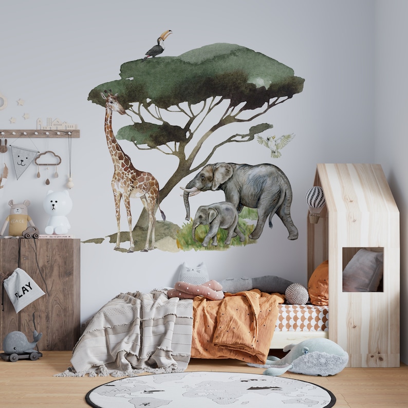 Safari Wall Stickers Jungle Savanna Wall Decal Elephant - Etsy
