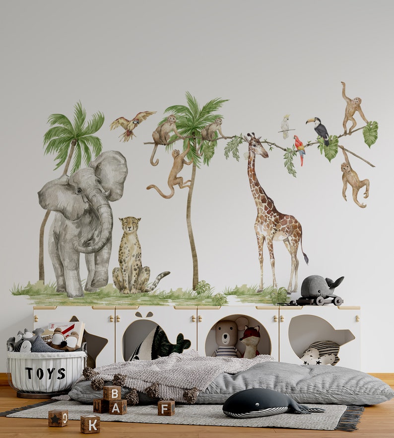Safari Nursery Decor Safari Wall Decal Big Set Savanna Wall Etsy