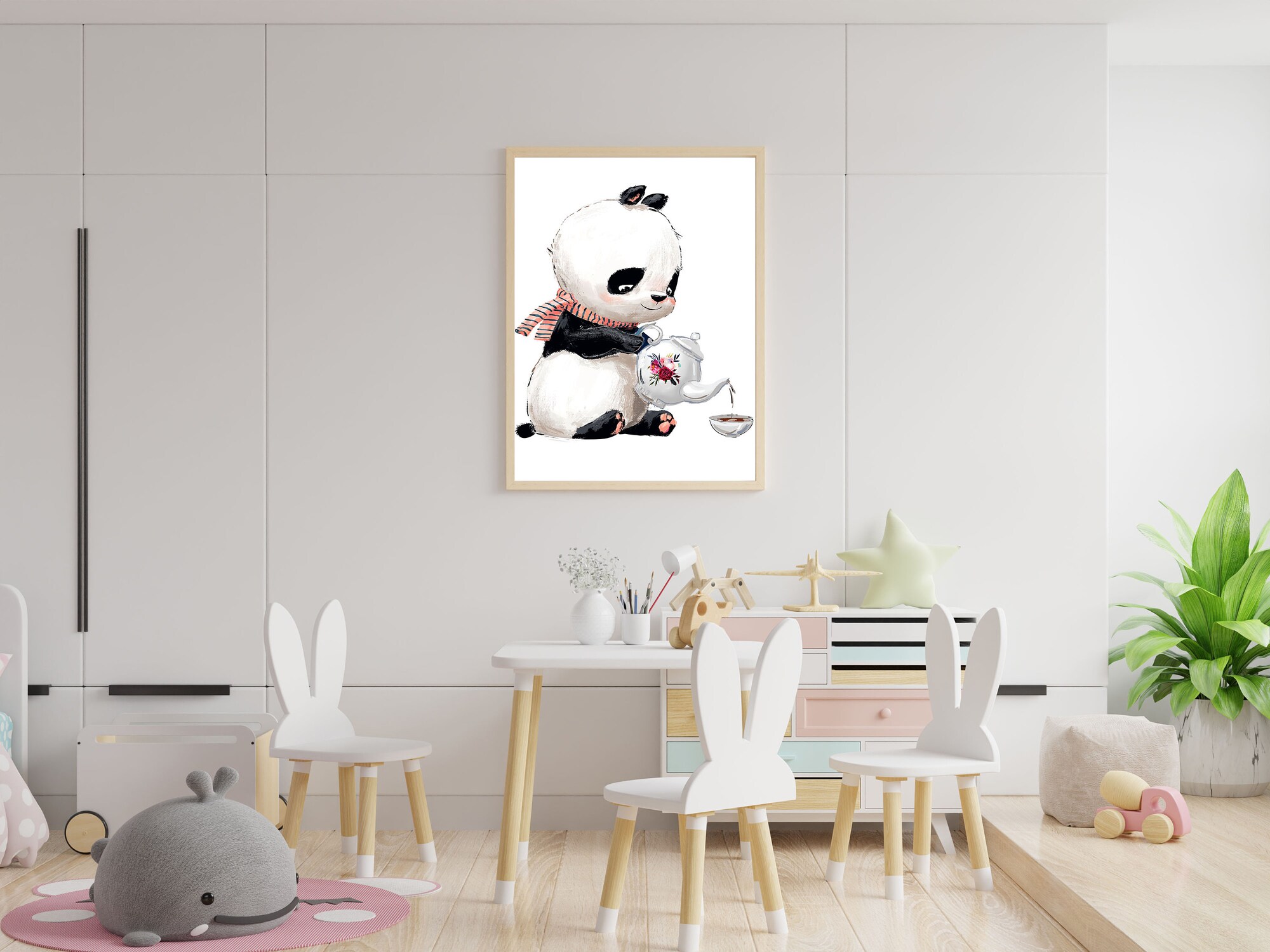 Panda Bear SAFARI poster, forest nursery animals poster